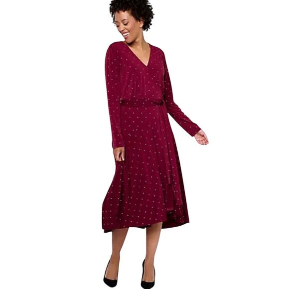 Susan Graver Dresses & Skirts - QVC Susan Graver Pet Embellished Liquid Knit Wrap Dress NWOT Wine Size SP